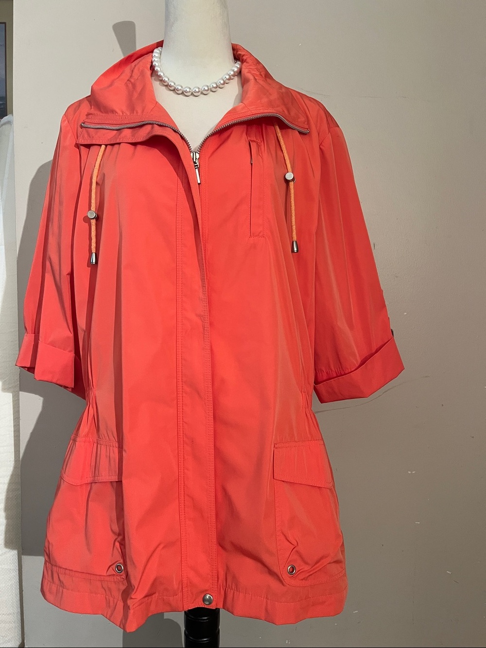 Lafayette 148 New York Coral Zip-Front Utility Jacket
